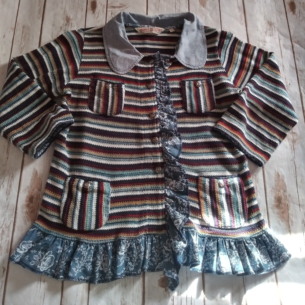 Vintage Savage Culture Striped Button Up